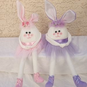 Easter Bunny Egg w Dangle Legs Plush Doll Self Sitter Decoration NWT